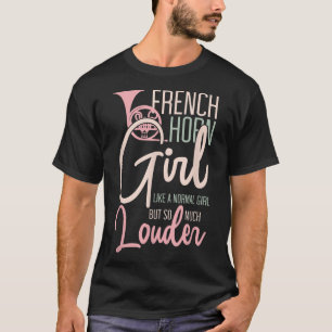Camiseta Francês Horn Girl Engraçada Música Sobre Marcha Ba