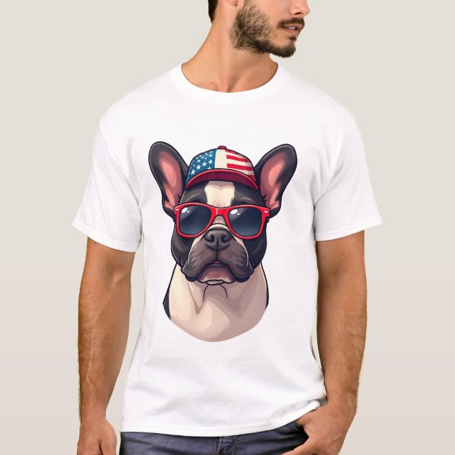 Camiseta Francês Vestindo as Cores dos EUA (3) (Frente)