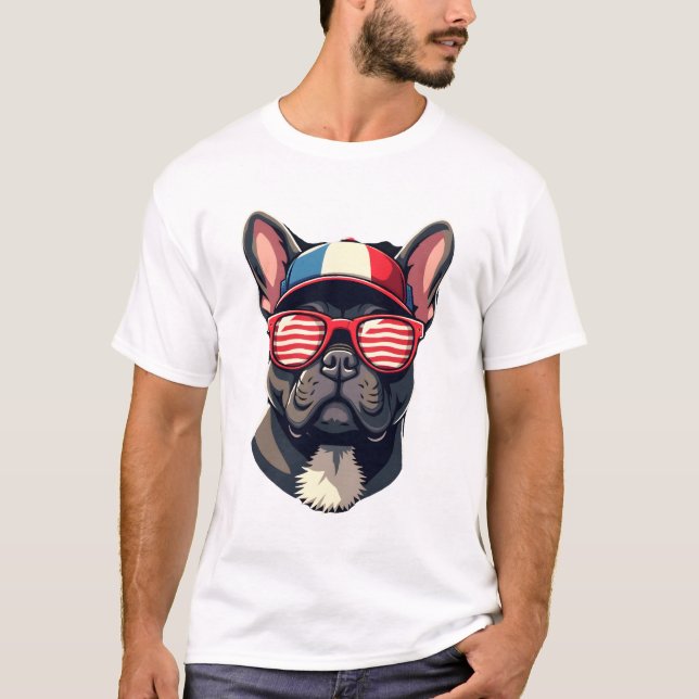 Camiseta Francês Vestindo as Cores dos EUA (7) (Frente)