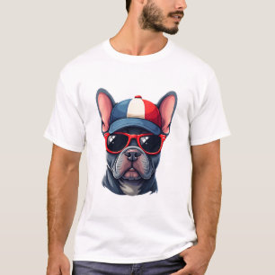 Camiseta Francês Vestindo Cores dos EUA