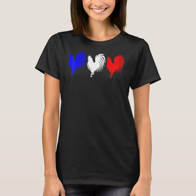 Camiseta Franco de Cockerel Vermelho Azul - Bandeira France (Frente)