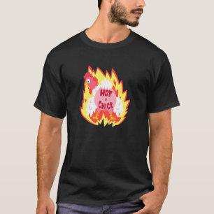 Camiseta Franga Quente em Chamas Frango