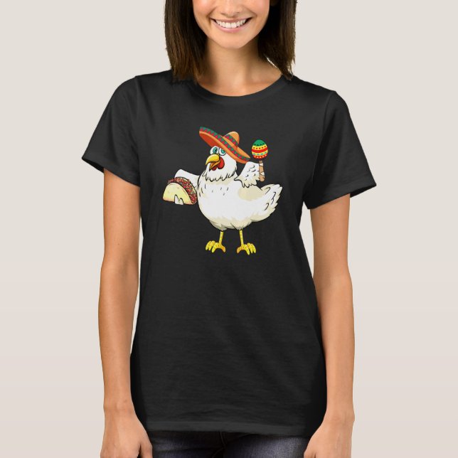 Camiseta Frango Amante Chapéu Mexicano Cinco De Mayo Frango (Frente)