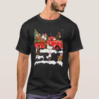 Camiseta Frango Andando de Caminhão Vermelho Feliz Natal Fa