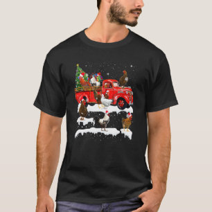 Camiseta Frango Andando de Caminhão Vermelho Natal Feliz Na