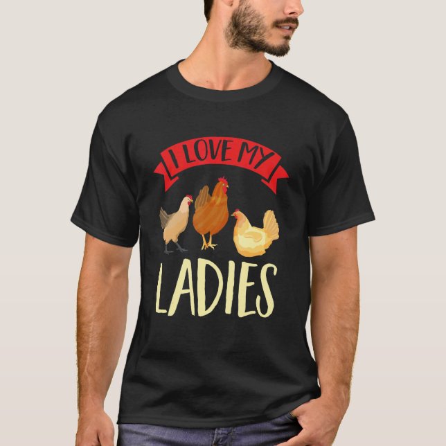 Camiseta Frango Animal de Fazenda Eu amo minhas Senhoras (Frente)