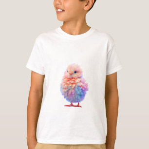 Camiseta Frango Arco-Íris Fofo Pastel Infantil