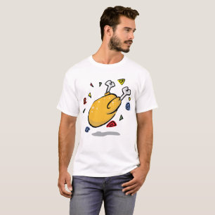 Camiseta Frango Assado de Desenho Animado Caindo de Comédia