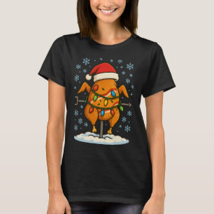 Camiseta Frango Assado Rotisserie Envolto em Luzes de Natal