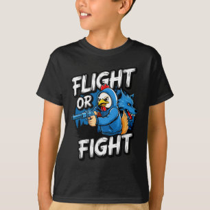 Camiseta Frango Bandido Bravo Resposta de Lutar ou Voar Eng