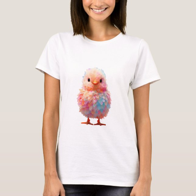 Camiseta Frango Bebê Pastel Cor de Rosa Mulheres (Frente)