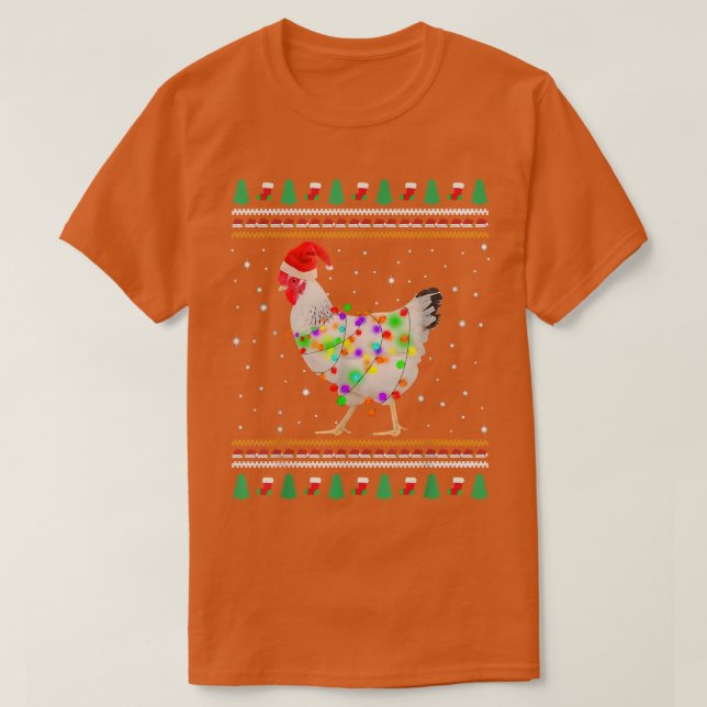 Camiseta Frango Branco Papais noeis de Frango de Natal Feio (Frente do Design)
