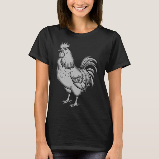 Camiseta Frango Cinza, Torneira, Galo  (Frente)