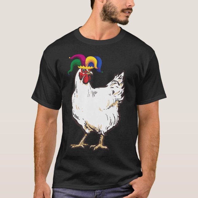 Camiseta Frango Com Chapéu de Bobo Carnaval Fantasia (Frente)