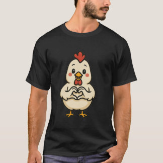 Camiseta Frango com coração Motivo engraçado de frango com