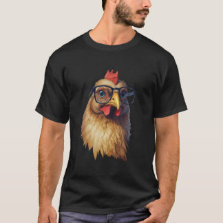 Camiseta Frango Com Óculos Fofa Roupa De Galinha Atitude