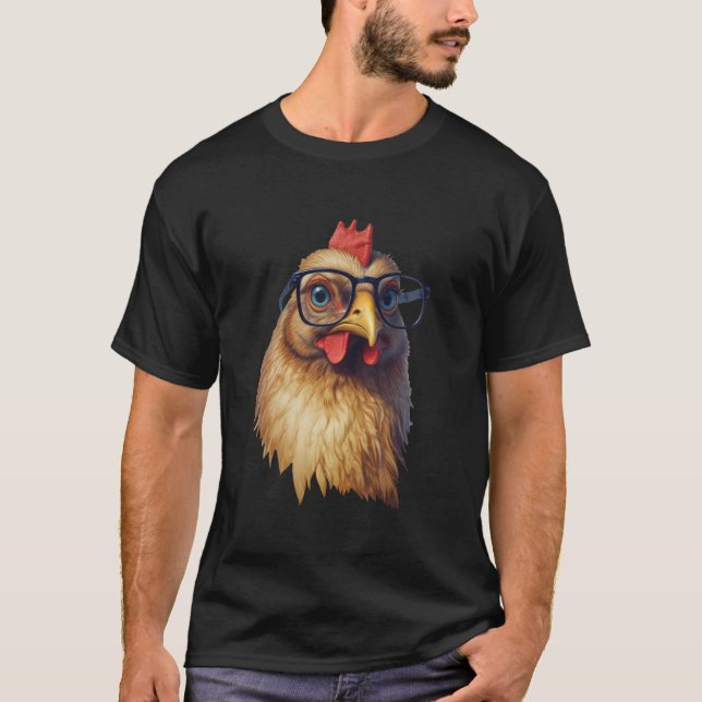 Camiseta Frango Com Óculos Fofa Roupa De Galinha Atitude (Frente)