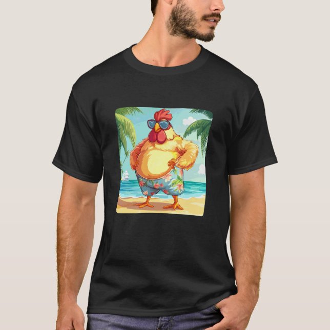 Camiseta Frango de Biquíni com Óculos de Sol para Amantes d (Frente)