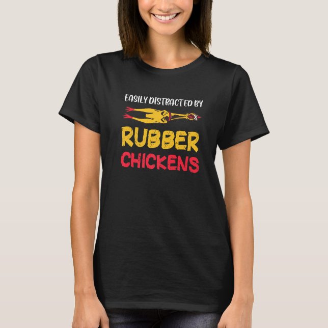 Camiseta Frango de Borracha Facilmente Distraído Frango de  (Frente)
