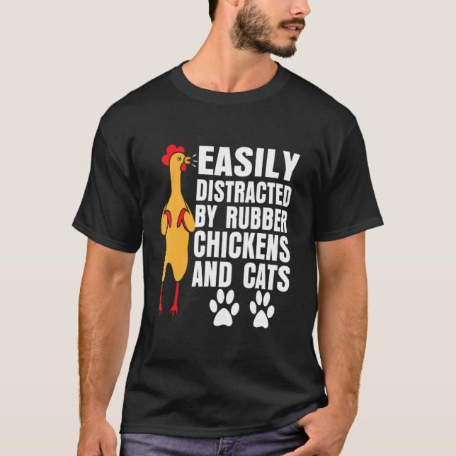 Camiseta Frango de Borracha Fácilmente Distraído & Gato Pás (Frente)