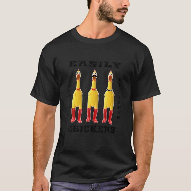 Camiseta Frango de Borracha Para Meninos Facilmente Distraí (Frente)