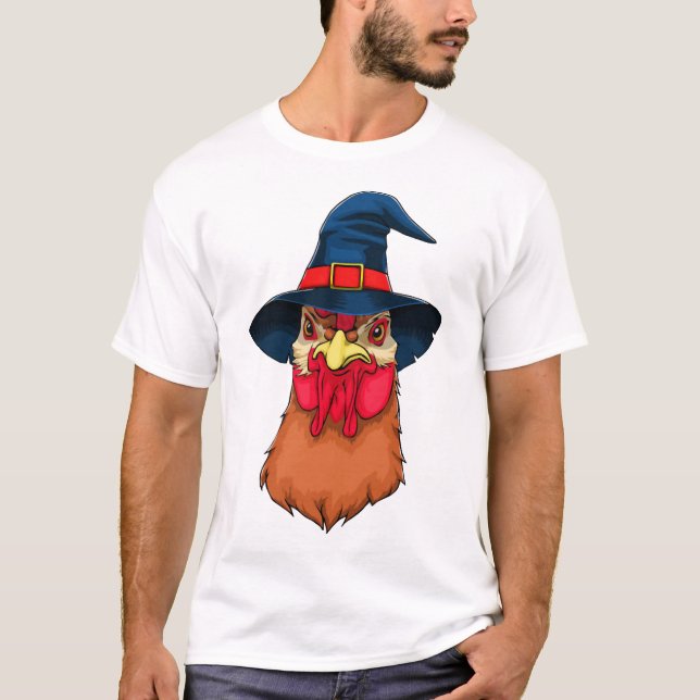 Camiseta Frango de Bruxa Divertido Halloween Horror Assusta (Frente)