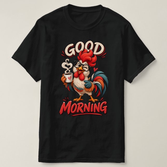 Camiseta Frango de desenho animado fofo com caneca | (Frente do Design)