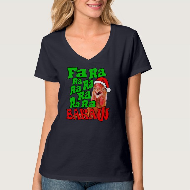 Camiseta Frango de Natal Caroling Fa Ra Ra Feia Natal Feio (Frente)