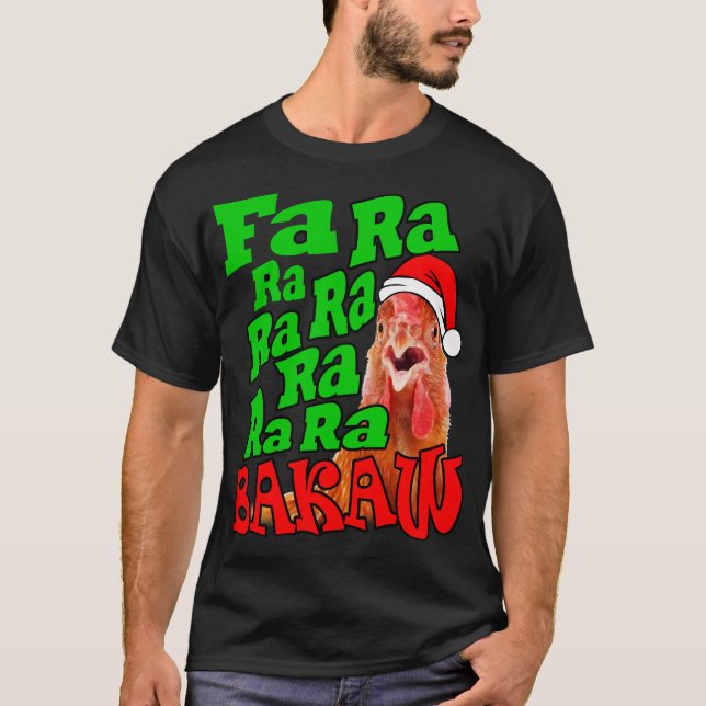 Camiseta Frango de Natal Caroling Fa Ra Ra Feia Natal Feio (Frente)