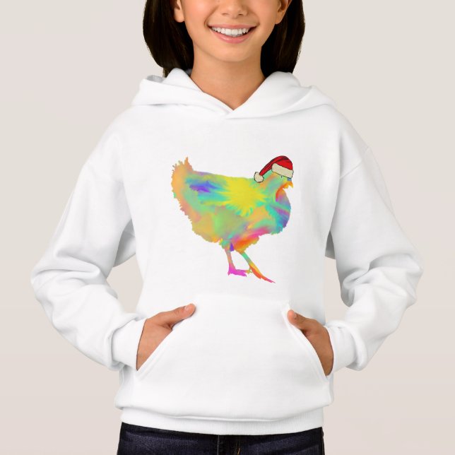 Camiseta Frango de Natal com Chapéu de Papai Noel Galinha C (Frente)