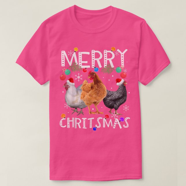 Camiseta Frango de Natal de Frango Luz Feliz Natal (Frente do Design)