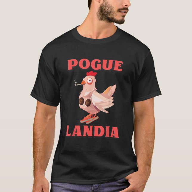 CAMISETA FRANGO DE POGUELANDIA NUM BRAÇO DE COCO (Frente)