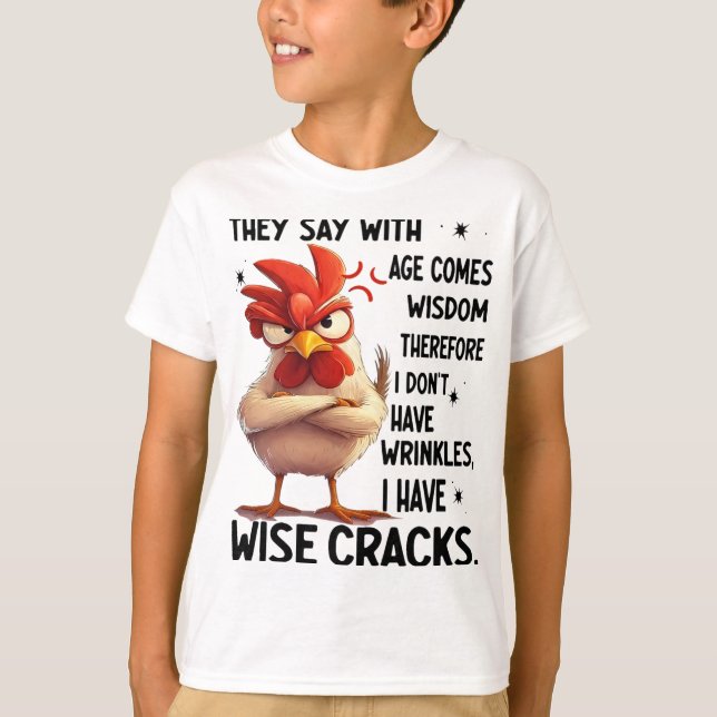 Camiseta Frango Dizem Que Com a Idade Vem Sabedoria Portant (Frente)