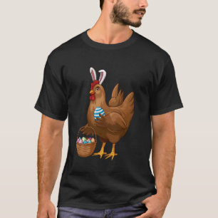 Camiseta Frango do Dia de Páscoa Vestindo Orelhas de Coelho