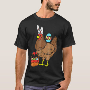 Camiseta Frango do Dia de Páscoa Vestindo Orelhas de Coelho