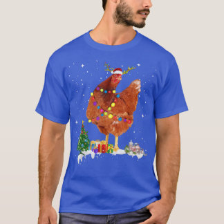 Camiseta Frango do Papai Noel Luzes de Natal Frango Engraça