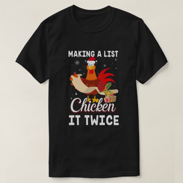 Camiseta Frango Duas Vezes Engraçadas No Natal (Frente do Design)