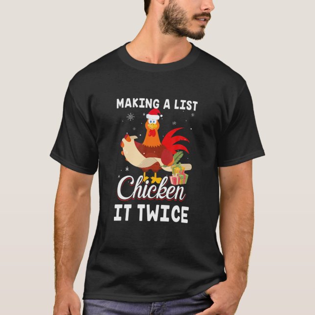 Camiseta Frango Duas Vezes Engraçado No Natal (Frente)