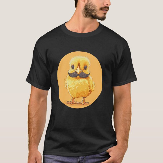 Camiseta Frango e Bigode Barba para Adultos e Crianças engr (Frente)