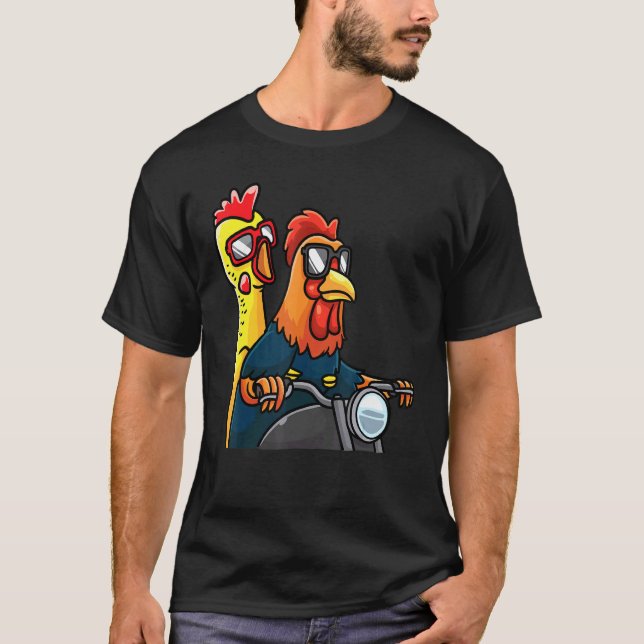 Camiseta Frango E Frango De Borracha Andando De Moto Mot (Frente)