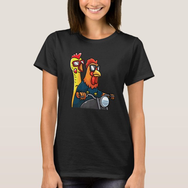 Camiseta Frango E Frango De Borracha Andando De Moto Mot (Frente)