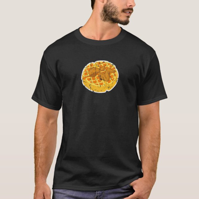Camiseta Frango E Waffle Angustiado Comida Divertida Trapaç (Frente)