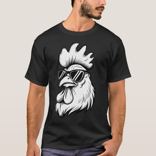 Camiseta Frango Engraçado Com Óculos de Sol Animais da Faze (Frente)