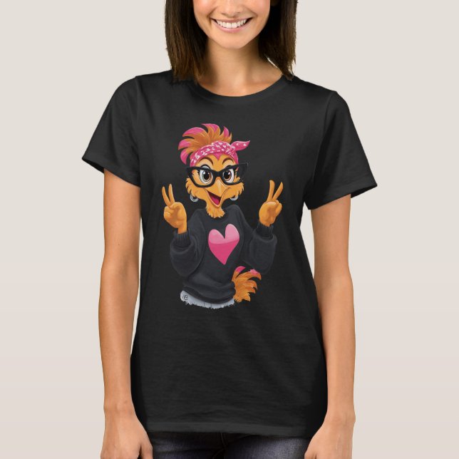 Camiseta Frango Engraçado Com Sinal de Paz Gles Frango Louc (Frente)