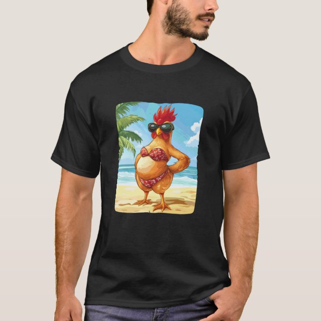 Camiseta Frango Engraçado de Biquíni para Amantes de Maiô e (Frente)