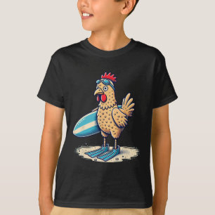Camiseta Frango Engraçado de Surf com Barbatanas Design de