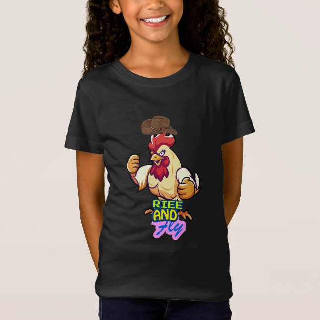 Camiseta "Frango Engraçado: Levante e Voar” (Frente)