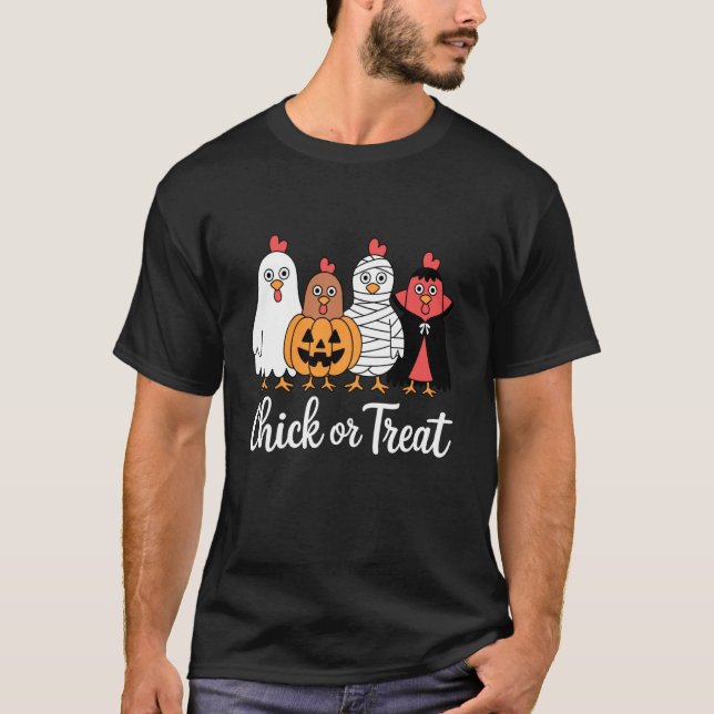 Camiseta Frango engraçado ou guloseima frango Halloween (Frente)