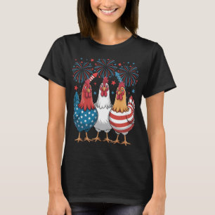 Camiseta Frango EUA Bandeira Patriótica 4 de julho Mulheres