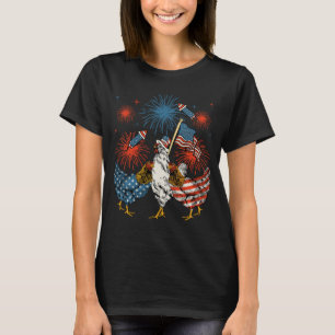 Camiseta Frango EUA Bandeira Patriótica 4 de julho Mulheres